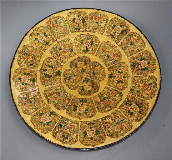 A Kashmiri lacquer dish diameter 42cm